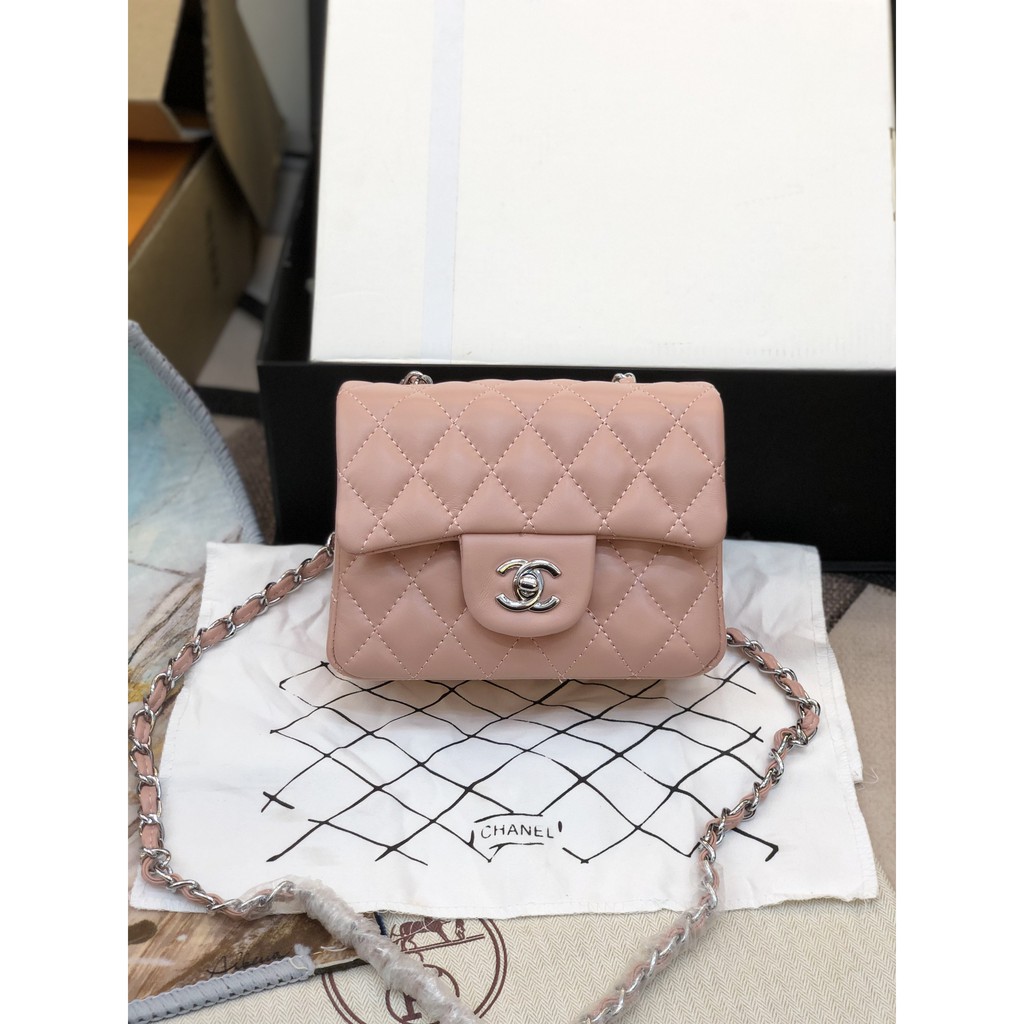 Túi Classic super da lì size 18cm màu hồng