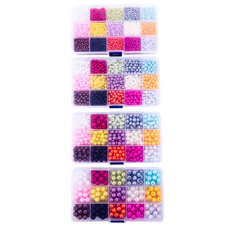 Bộ hạt ngọc trai nhân tạo tròn bằng ABS dùng trang trí sổ tay thủ công/ sổ lưu niệm/ may vá