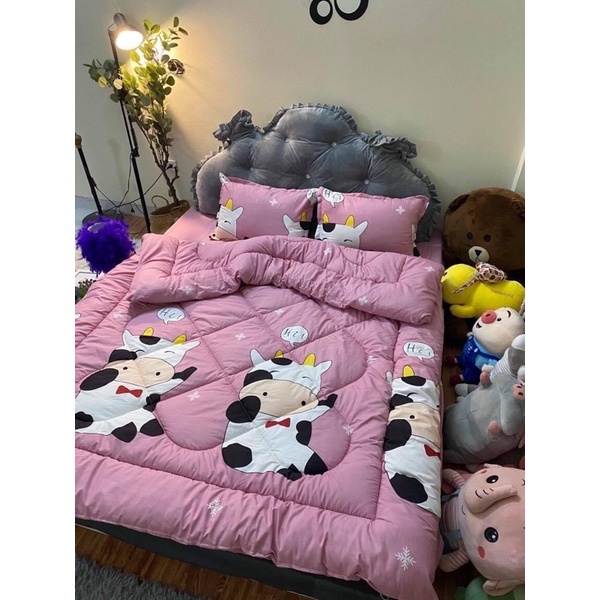 Bộ Chăn Ga Gối 5 Món Chăn Phao Bông dày siêu ấm sản phẩm được sản xuất tại xưởng mẫu mã đa dạng