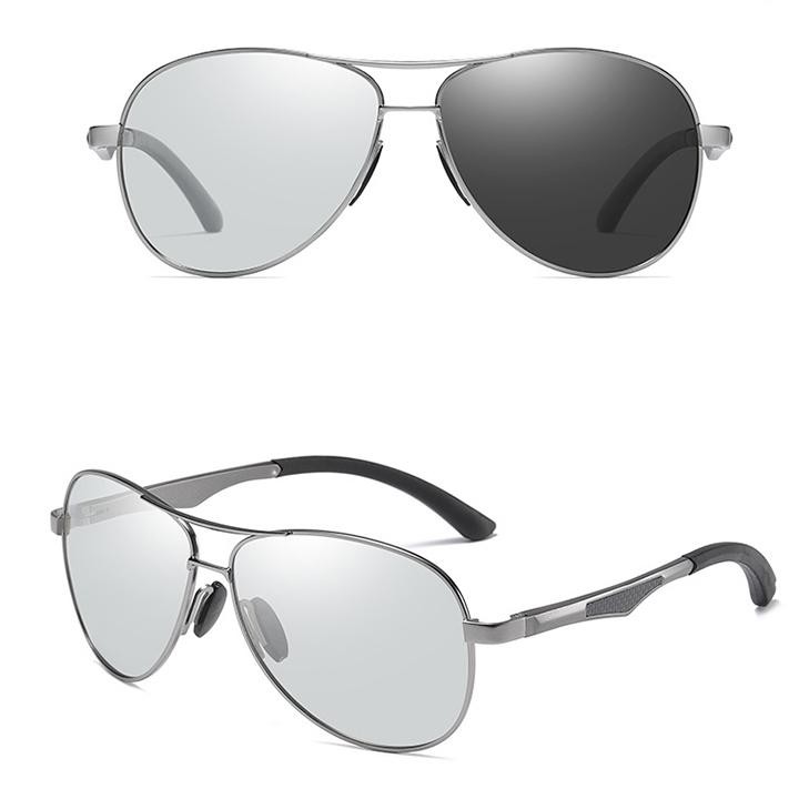 Kính đổi màu đi ngày và đêm mắt kính polarized phân cực, gọng nhôm magie siêu nhẹ chống tia UV