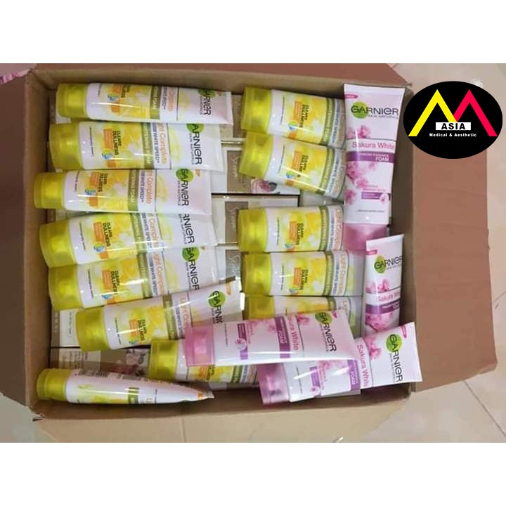 Sữa rửa mặt GARNIER chanh vitamin c trắng da giảm mụn thâm nám tàn nhang đều màu da lão hóa thái lan 100ml