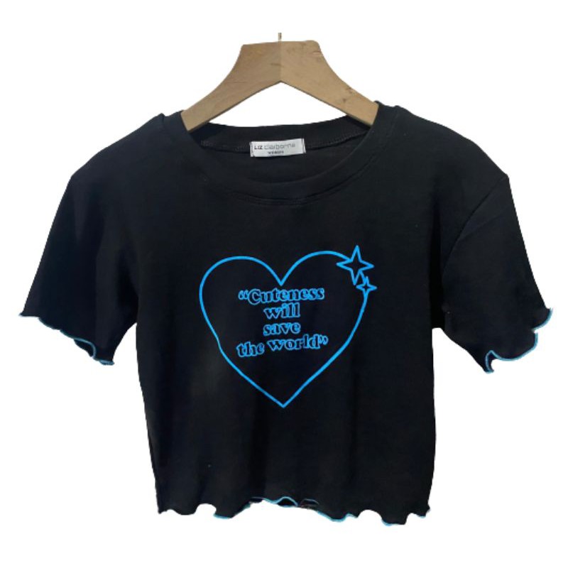 ÁO THÊU TRÁI TIM WILL SAVE DÁNG CROPTOP NỮ - A3WS