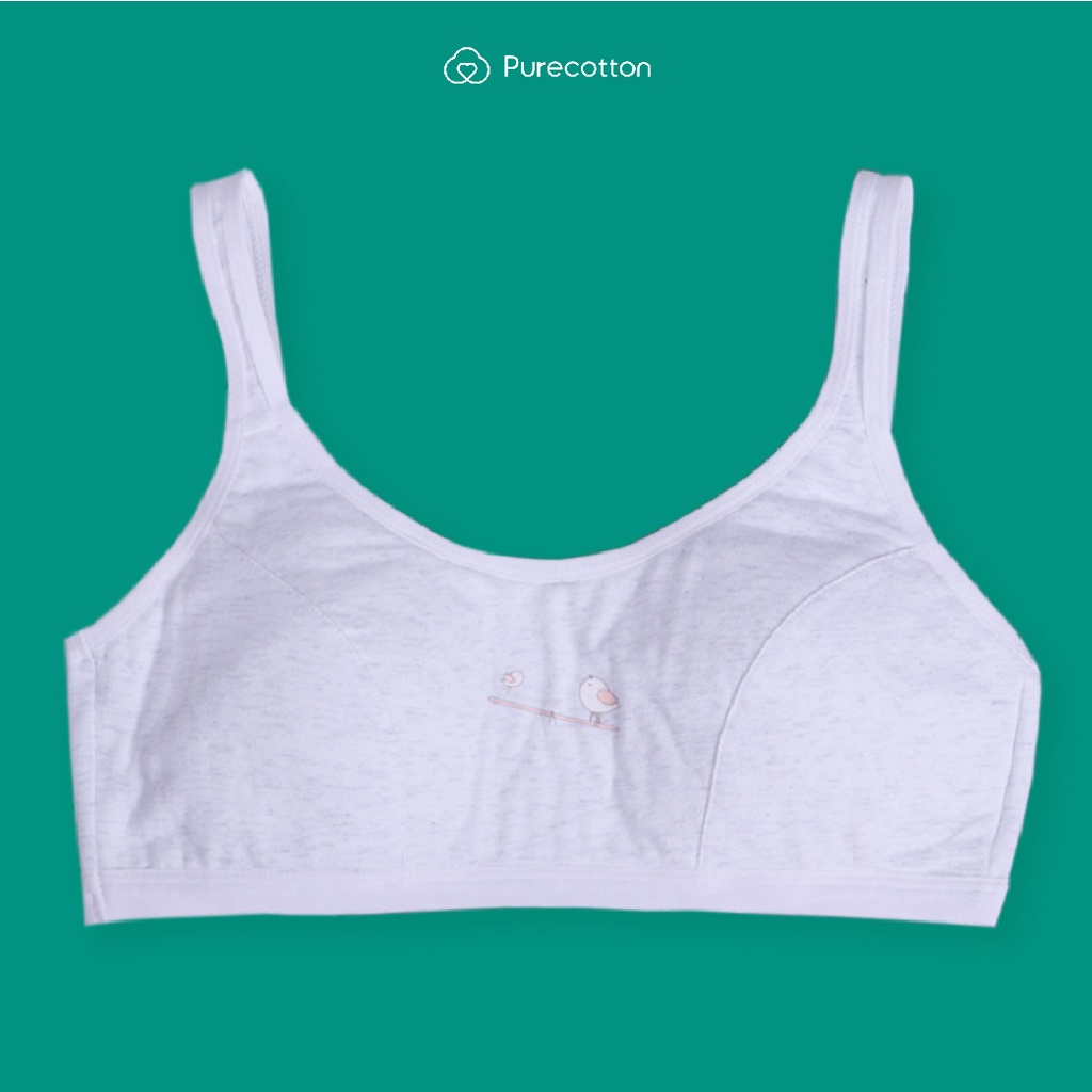 Áo lá học sinh Purecotton MÀU XÁM cho bé gái mới lớn chất liệu cotton cao cấp kiểu dáng chui đầu không đệm PC023