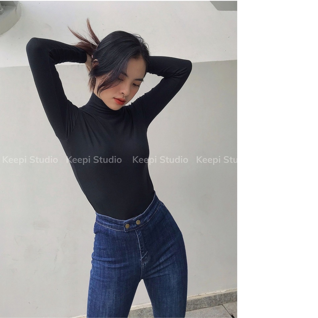 Quần Jean Nữ Lưng Cao Thiết Kế 2 Khuy, Quần Jeans Bó Vải Loại 1 Dày Mịn Tôn Dáng Quần Skinny Jean