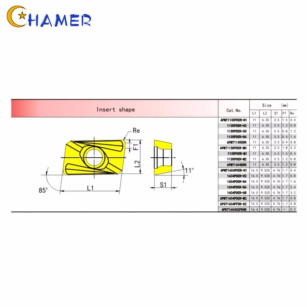 CHAMER- ~Carbide Workholding APMT1135 Aluminum CNC Copper H2 Inserts Manufacturing