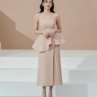 Set Áo 2 dây peplum và Chân váy dập ly