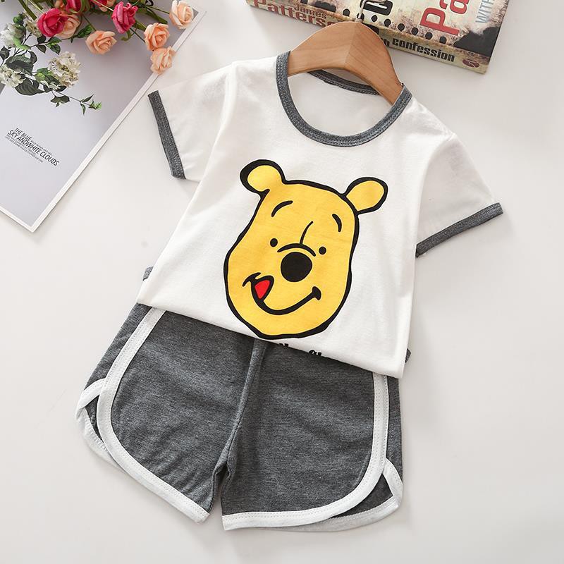 Bộ quần áo cotton hàng Quảng Châu cho bé FUHA, bộ đồ họa tiết hoạt hình cute đáng yêu cho bé