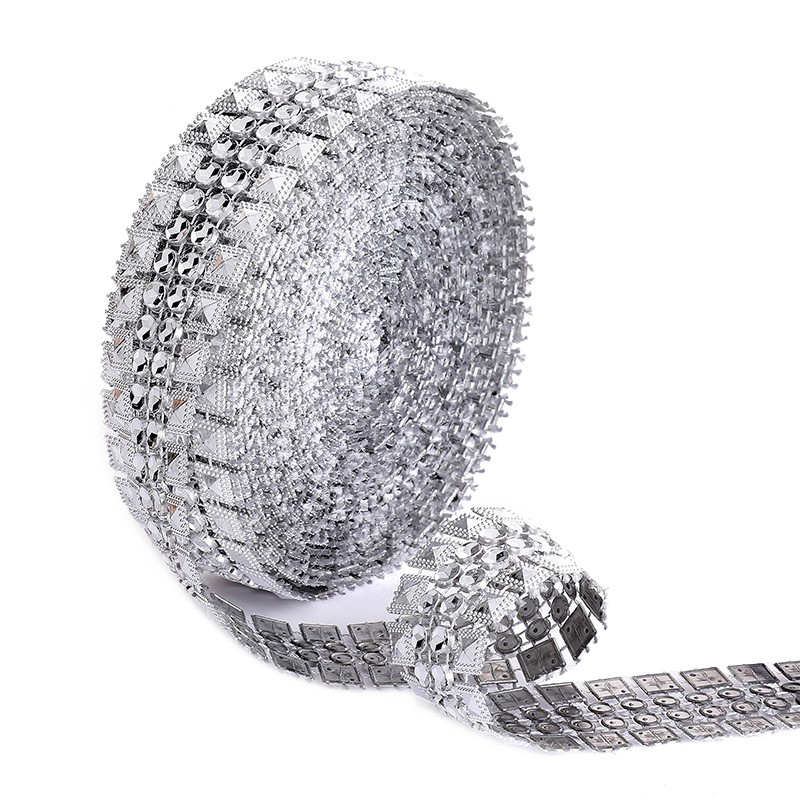 Cuộn Ruy Băng Lưới Mỏng Rộng 2.7CM 5 Yards Đính Đá Trang Trí Bánh Cưới