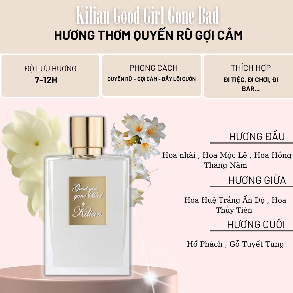 Nước Hoa Nữ Rắn Trắng Kilian Good Girl Gone Bad mùi hương quyền lực sang trọng - Hương thơm Đẳng Cấp Chai 50ml
