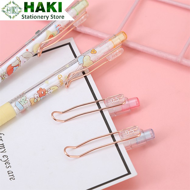 Bút gel HAKI bút bi bấm mực nước màu đen Deli ngòi 0.5mm đồ dùng học tập văn phòng phẩm B38