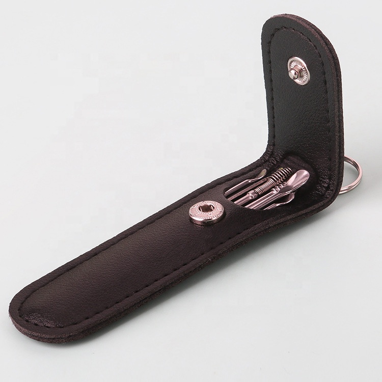 Bộ dụng cụ lấy ráy tai 6 món bằng thép không ghỉ đựng trong bao da tiện lợi