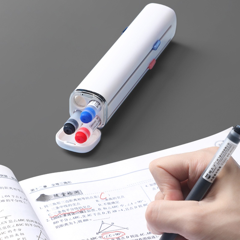 Bộ Hộp Bút Gel 4 Ngăn Đa Năng Có Khóa Từ Tính Tiện Dụng Cho Học Sinh