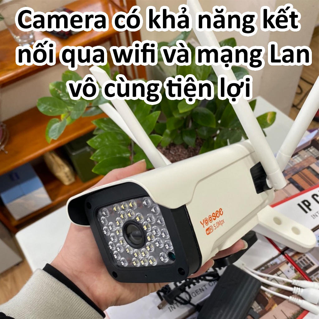 Camera yoosee ngoài trời 4 râu, 36 đèn,xoay ,đàm thoại 2 chiều - Camrera yoosee 5.0 Mpx ban đêm có màu |BH 1 đổi 1