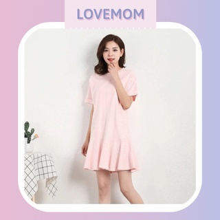 Đầm cotton đuôi cá đơn màu - Thiết kế cho con bú