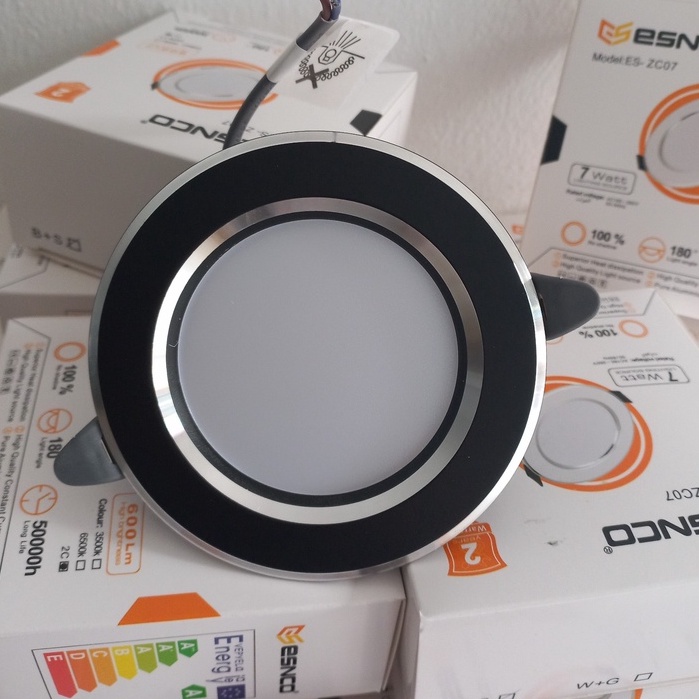 Đèn Âm trần 7W 3 chế độ màu Viền Vàng, Viền Đen Bạc, Viền Bạc phi 90