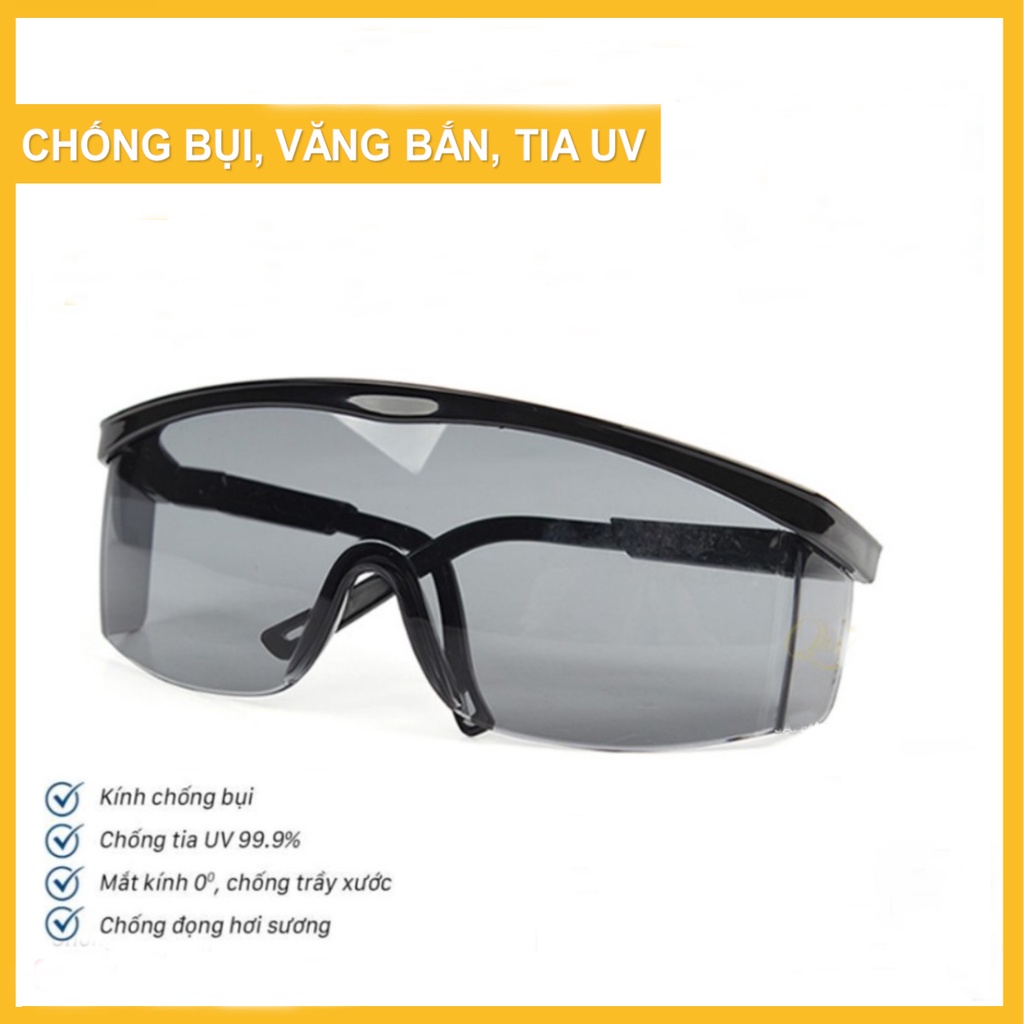 Kính bảo hộ vuông trong EV105 chống đọng sương, chống bụi, tia UV hóa chất bắn vào mắt
