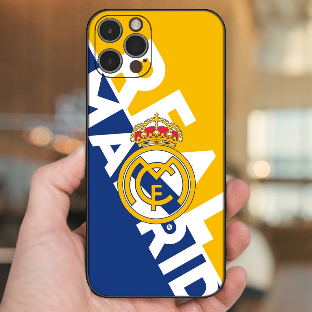 Ốp lưng iPhone 12 Pro dẻo đen cạnh vuông in hình Real Madrid
