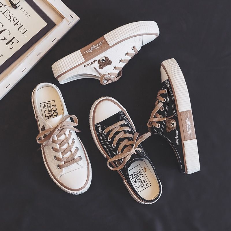 Giày lười canvas chống trượt thời trang mùa hè kiểu Hàn Quốc cho nữ 2021