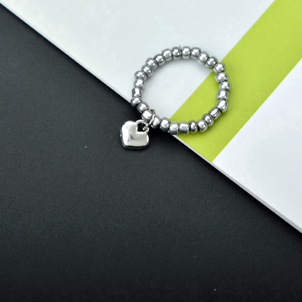 Nhẫn đeo tay kim loại mặt hình trái tim nhiều màu sắc thời trang cho nữ