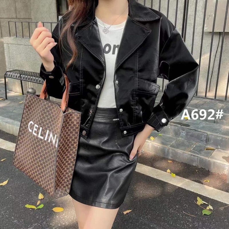 Áo khoác da nhung dáng bomber Hàng Quảng Châu L1