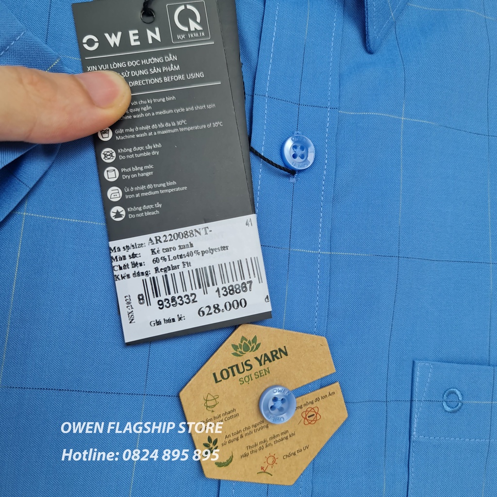OWEN  Áo Sơ mi nam cộc tay dáng REGULAR sợi Tre - Mã  AR220088NT