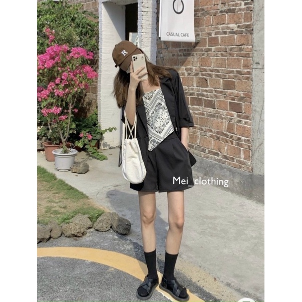 [Ảnh thật/video] Set Blazer Tay Lửng Gập kèm quần short  tông màu nhẹ nhàng