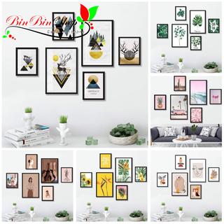 [HỎA TỐC HCM]Set 6 tranh treo tường hiện đại có khung tặng kèm phụ kiện BINBIN TX004