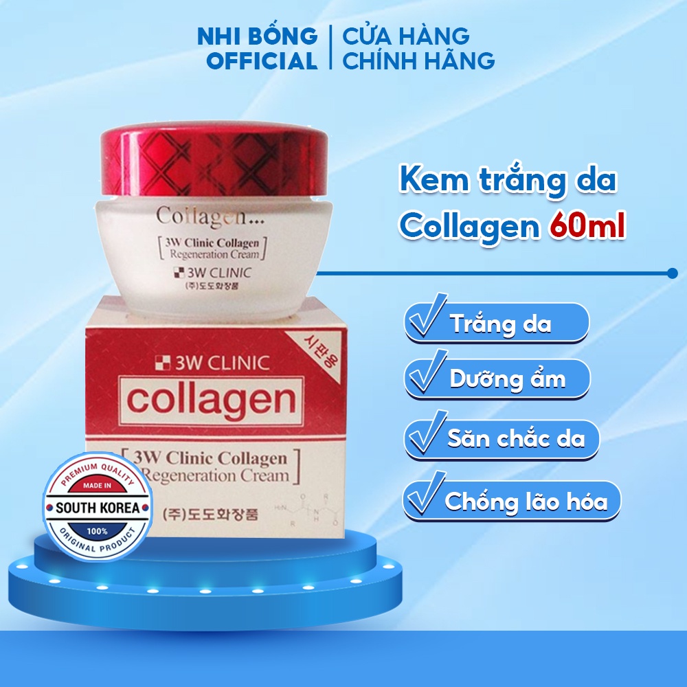 Kem Dưỡng Trắng Da Săn Chắc Chống Lão Hóa Collagen Regeneration Cream 3w Clinic Hàn Quốc 60g Giúp Da Trắng Sáng Mềm Mịn