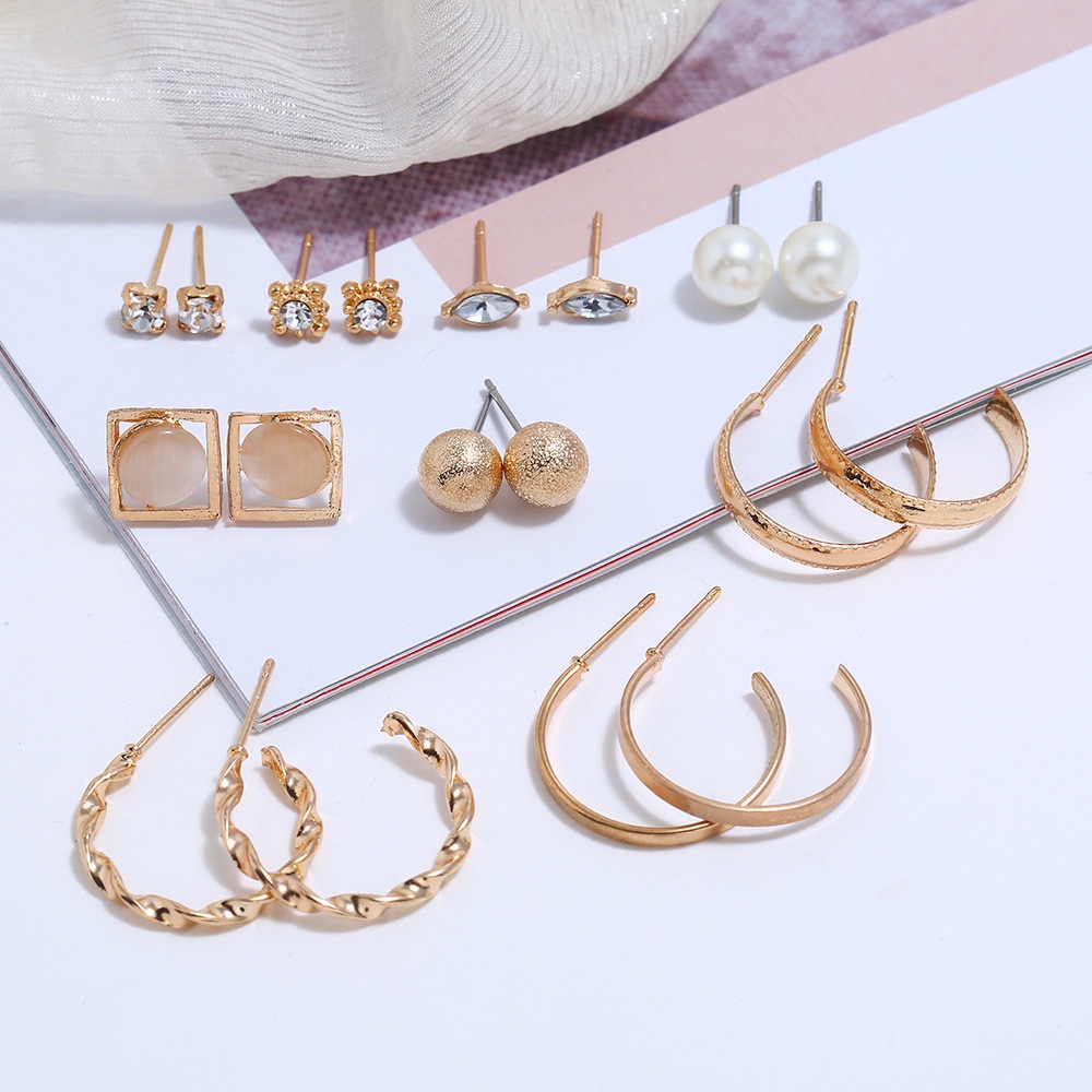 Set 9 Đôi Khuyên Tai Thời Trang Cho Nữ