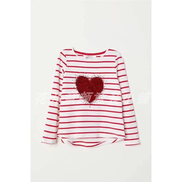 Aó cotton dài tay bé gái HM đính kim sa lật hình ngựa poly giao màu ngẫu nhiên