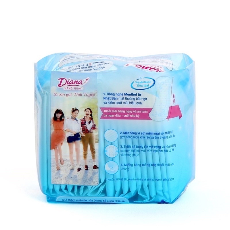 Combo 6 gói Băng Vệ Sinh Hàng Ngày Diana Sensi Cool Fresh Siêu Mát Lạnh 20 miếng