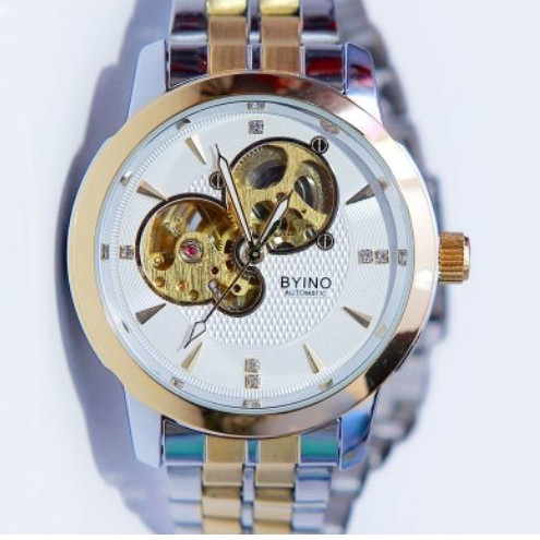 Đồng hồ nam automatic Byino 8885 dây thép không gỉ cơ lộ máy | BigBuy360 - bigbuy360.vn