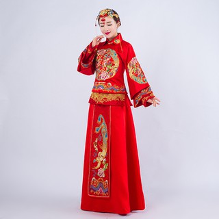Đầm Cô Dâu Màu Đỏ Họa Tiết Phượng Hoàng Phong Cách Trung Hoa