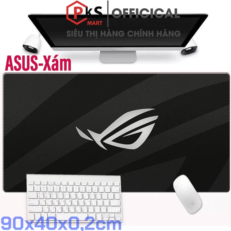 Pad Chuột Lót Chuột 90x40 AUS-ROG, Mực In Sắc Nét Không Bay Màu, May Bo Viền Độ Bền Cao, Đế Cao Su Chống Trơn Trượt