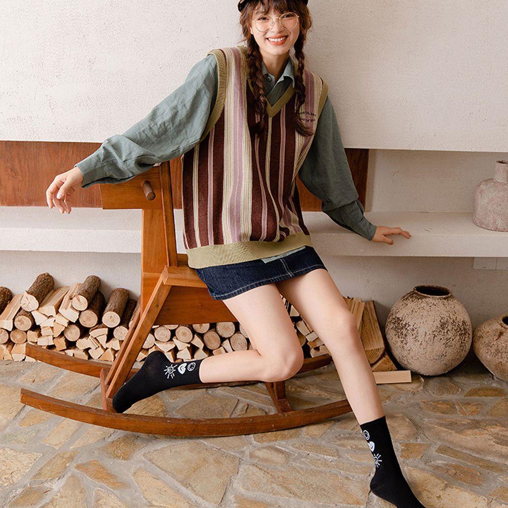 AROMA Tất In HìNh MặT CườI Dễ Thương Cho CặP Đôi