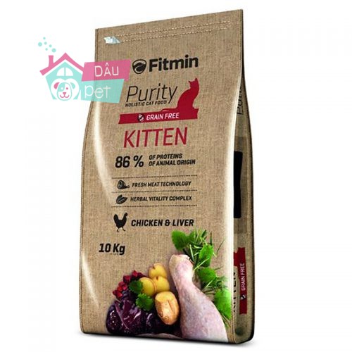 Thức ăn hạt khô cho mèo con FITMIN CAT PURITY KITTEN GRAIN FREE túi zip 1kg