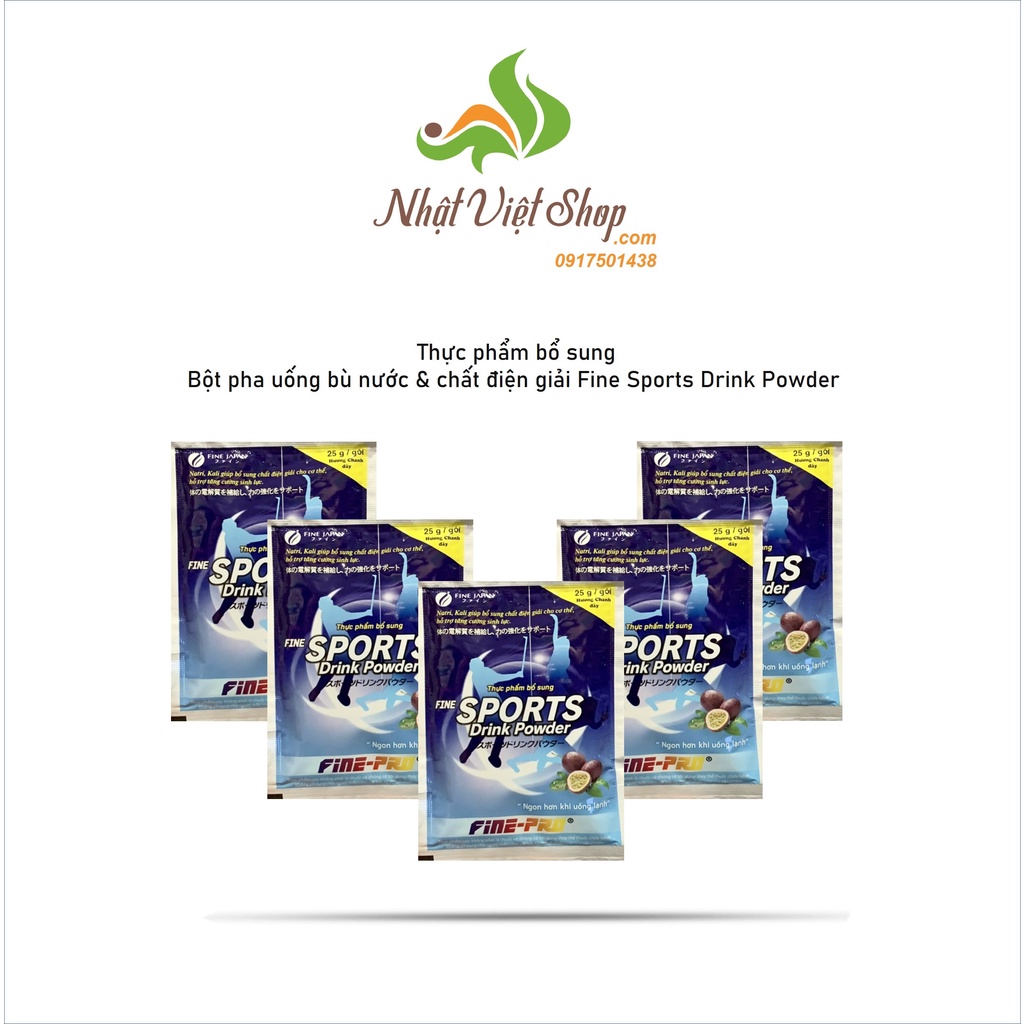 Combo 5 Hộp Bột pha uống bù điện giải Fine Sports Drink Powder