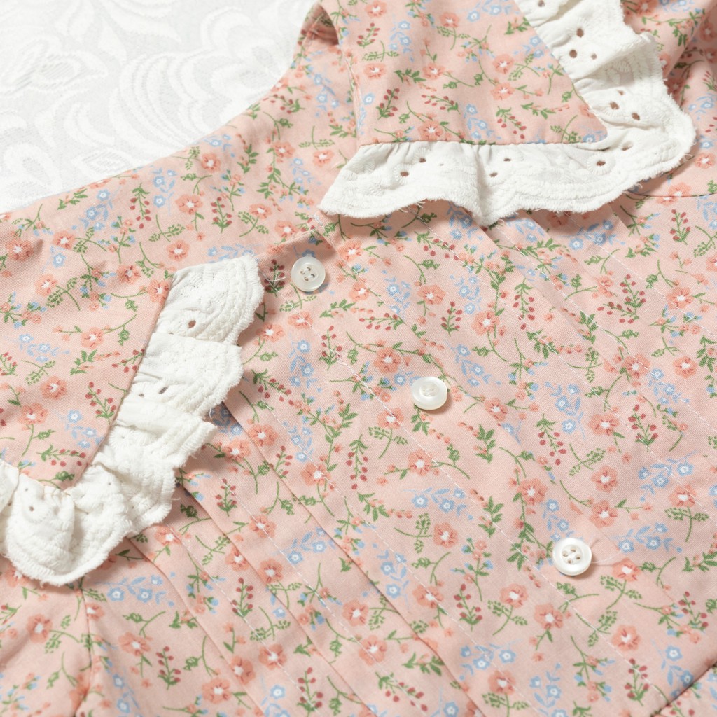 Váy cho bé thiết kế thô hoa nhí hồng Vintage, mẫu mới tinh cho mùa thu mát mẻ