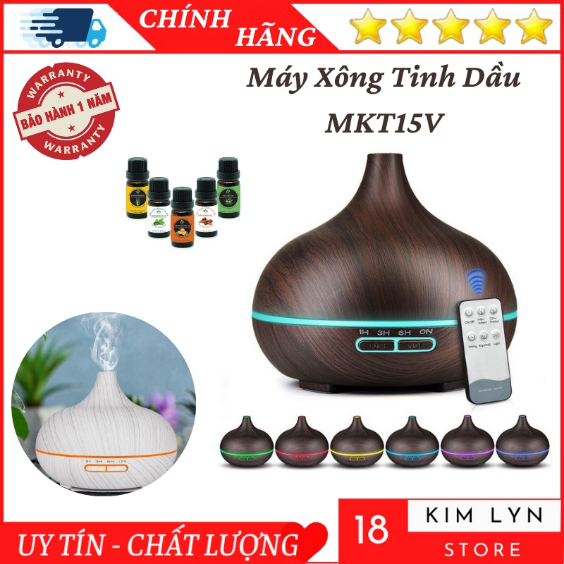 Máy Xồng Tinh Dầu MTK15 Phun Sương Tạo Ẩm. Khuếch Tán Hương Thơm, Đèn LED 7 Màu Có Điều Khiển- Bảo Hành 12 Tháng