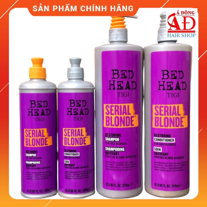 [+Tặng mũ trùm] BỘ DẦU GỘI XẢ TIGI BEDHEAD SERIAL BLOND CHO TÓC NHUỘM TẨY SÁNG USA