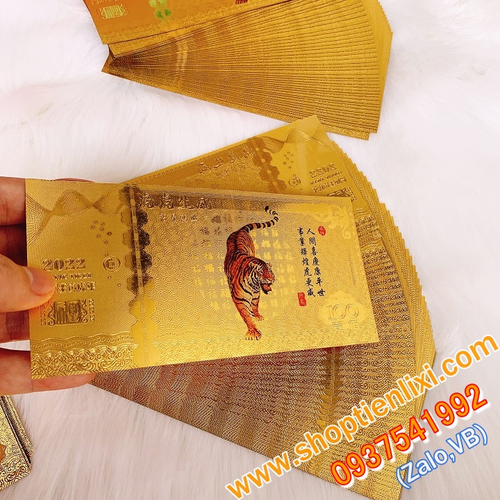 Tiền Con Hổ Plastic Vàng 3D - Tiền Lưu Niệm, Lì Xì Tết 2022