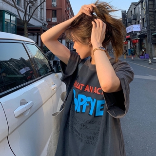 Kii Wii Áo Thun Nữ Tay Ngắn In Chữ Phong Cách Hàn Quốc