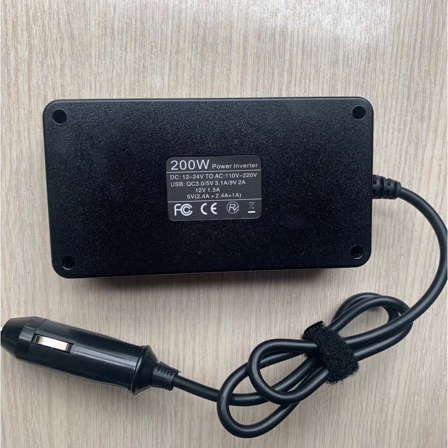 Tẩu chuyển đổi điện INVERTER 24V lên 220V dùng trên các dòng ô tô công suất 200W