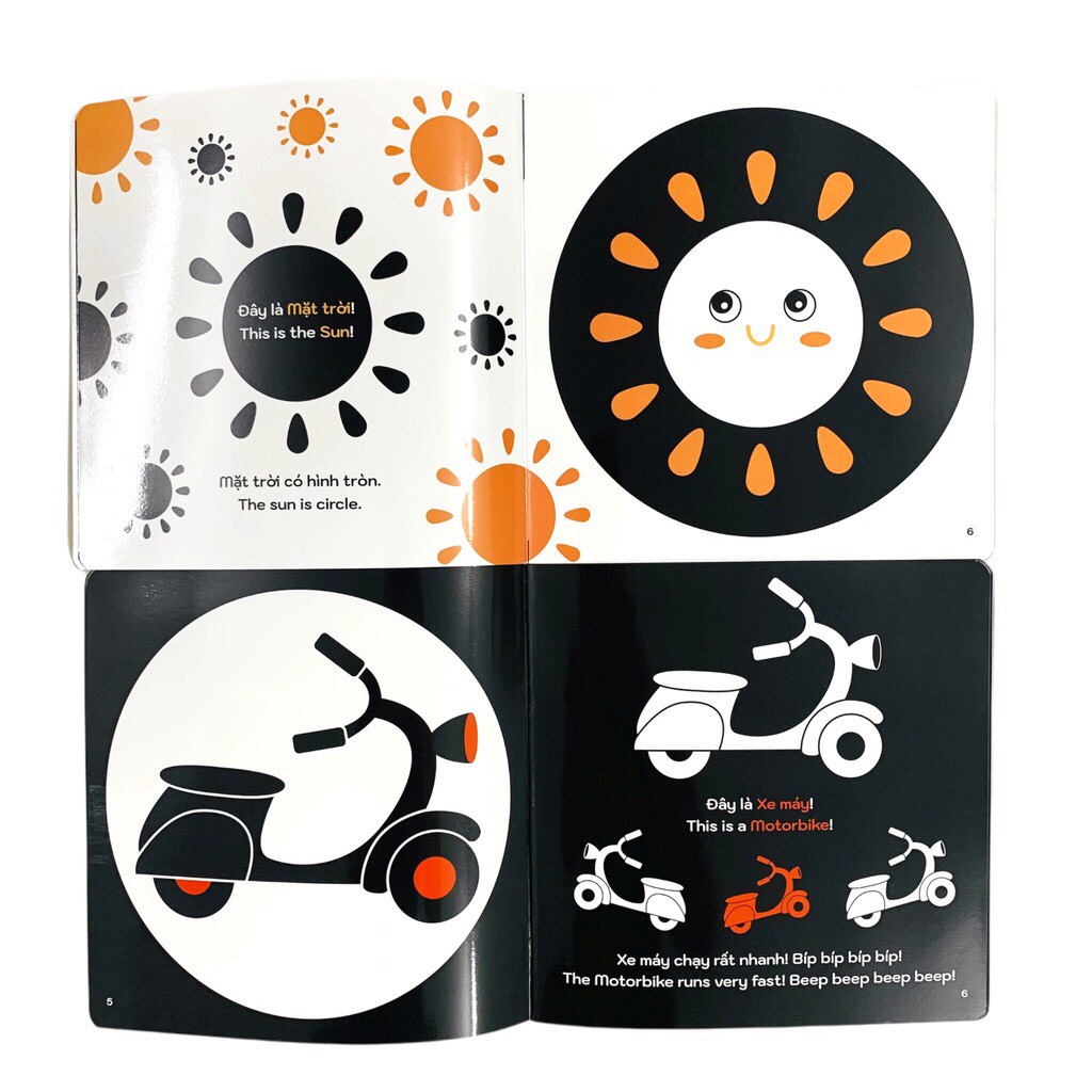 Sách - Combo 6 quyển Ehon kích thích thị giác - Dành cho bé 0-6 tuổi-Song Ngữ Việt Anh-Sách có file nghe-1 quyển-V TA 06