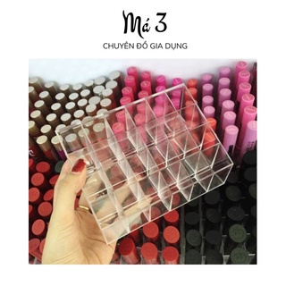 Khay son 24 ô - Khay đựng son nhựa trong suốt để bàn trang điểm