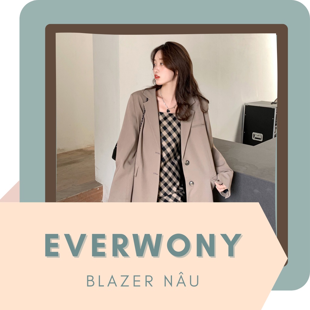 Áo Khoác Vest Blazer Nữ Màu Nâu Hai Cúc Mùa Xuân Và Mùa Thu Năm 2021 Mới Phong Cách Hàn Quốc Thiết Kế Sang Trọng