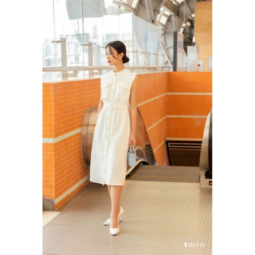 Váy liền nữ Méo shop phong cách công sở cổ tròn dáng dài Lade