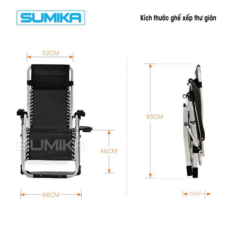 Ghế gấp xếp thư giãn SUMIKA 179A ( Tặng khay để ly, Khóa bằng kim loại, bảo hành 1 năm) ghế bố, ghế văn phòng