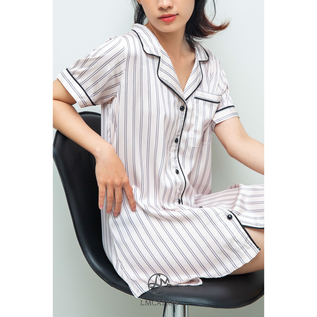 Đầm Pijama Nữ LMcation Molly - Sọc Hồng