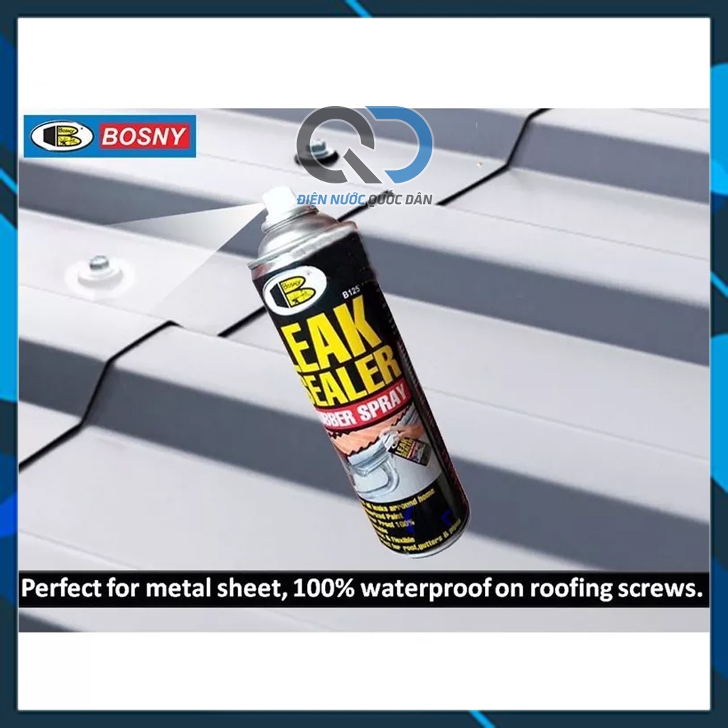Chai Xịt Chống Dột Đa Năng Leak Sealer Bosny Thái Lan - Sơn Xịt Chống Thấm Nước, Tường Nhà Gạch, Bê Tông, Gỗ, Đá
